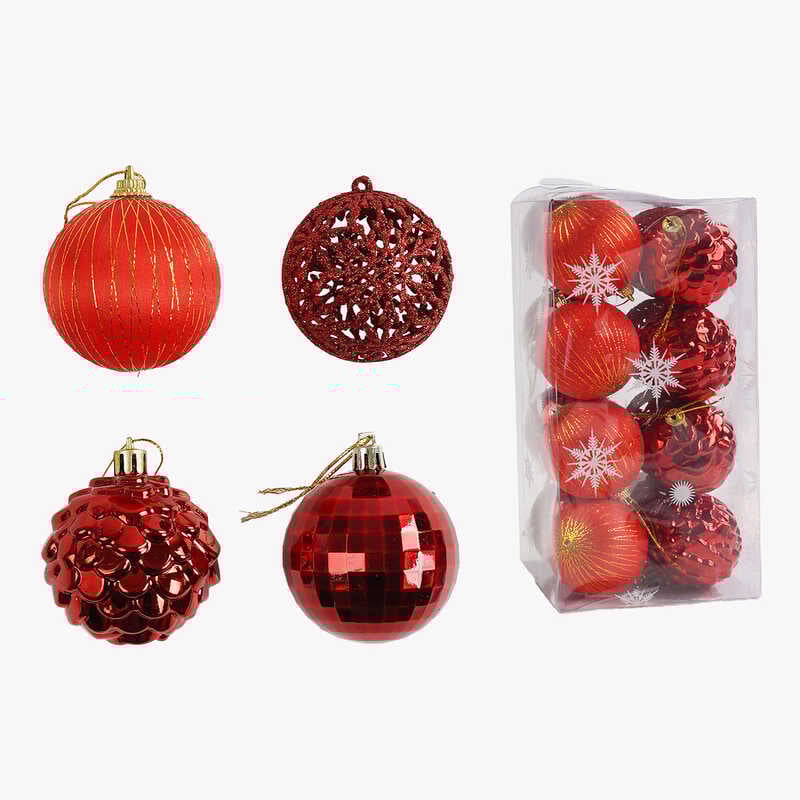 Новорічні прикраси C 67428 (72) 16 штук, кульки, D=6 см, у слюді