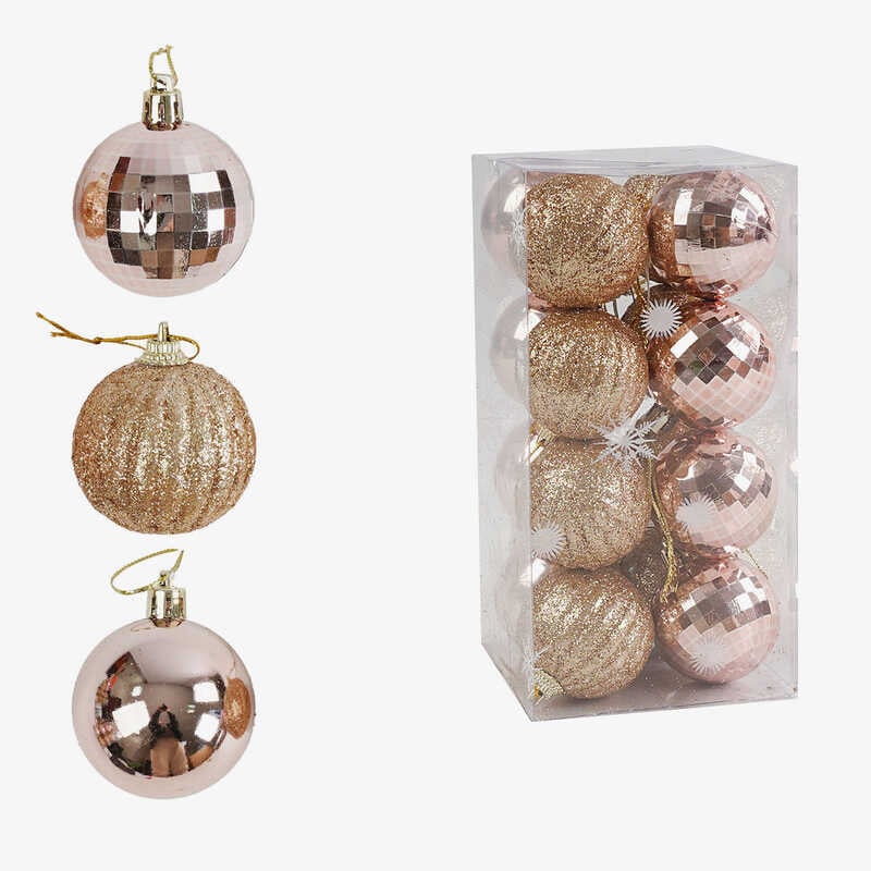 Новорічні прикраси C 67435 (105) 16 штук, кульки, D = 4,5 см, у слюді