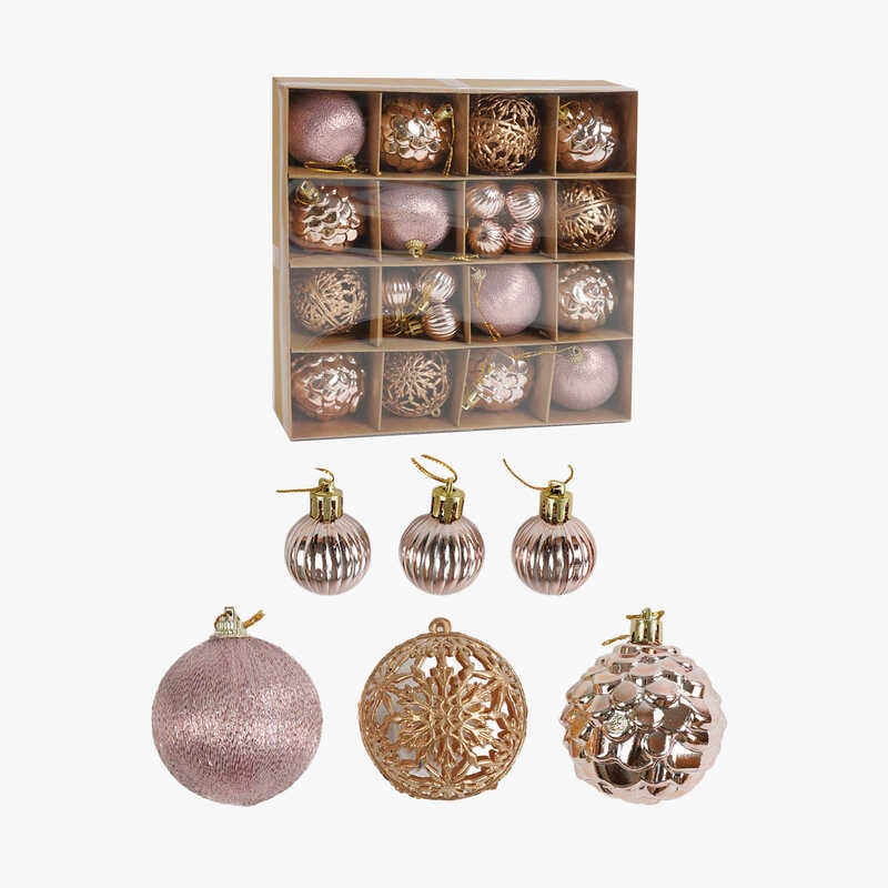 Новорічні прикраси C 67449 (60) кульки, 28 штук, діаметр 5.5 і 3см, в коробці