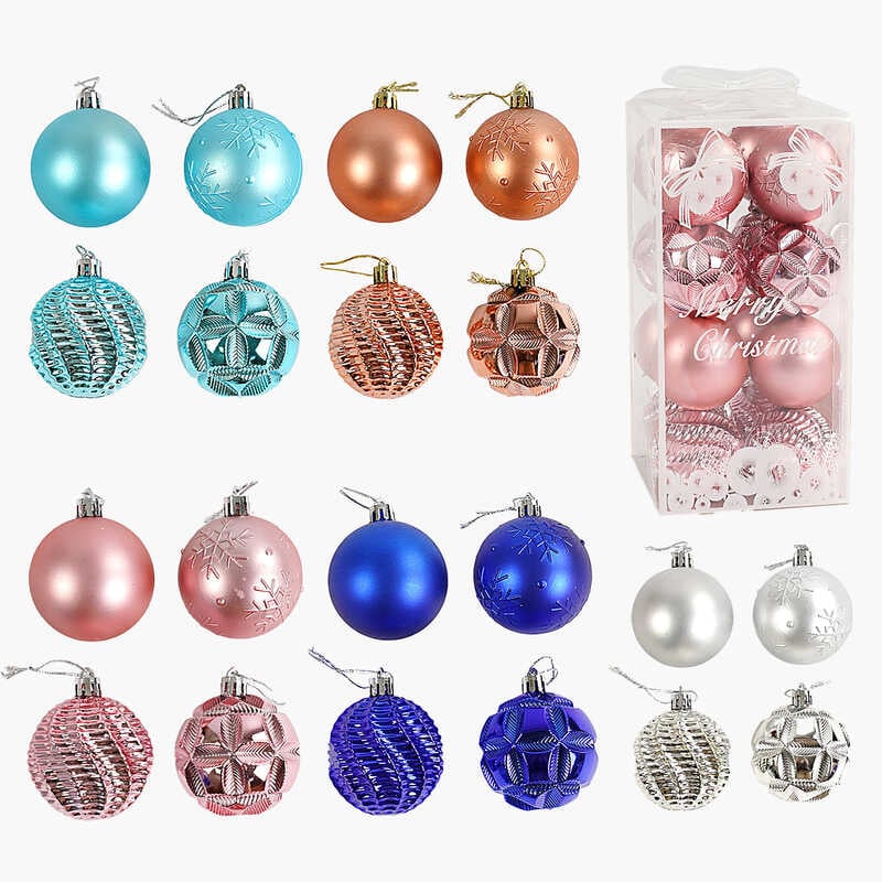 Новорічні прикраси C 67636 (45) 5 видів, кульки, 8 штук, D = 6 см, в слюді, ВИДАЄТЬСЯ ТІЛЬКИ МІКС ВИДІВ