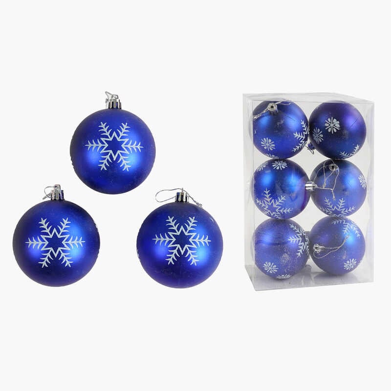 Новорічні прикраси C 67693 (64) 6 штук, кульки, D = 7,5 см, у слюді