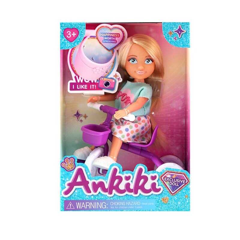 Лялька з аксесуарами 606026 (96) висота ляльки - 13 см, шарнірні суглоби, триколісний велосипед, козирок, в коробці