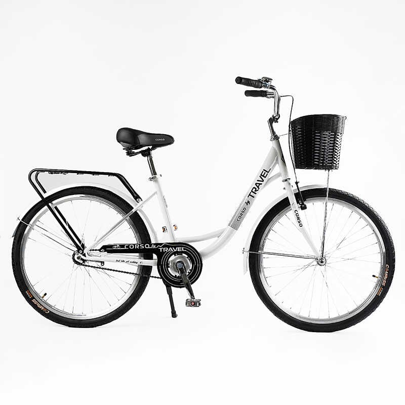 Велосипед міський Corso «TRAVEL» 26`` TL-26309 + КОШИК (1) одношвидкісний, сталева рама 16.5``, корзина, багажник