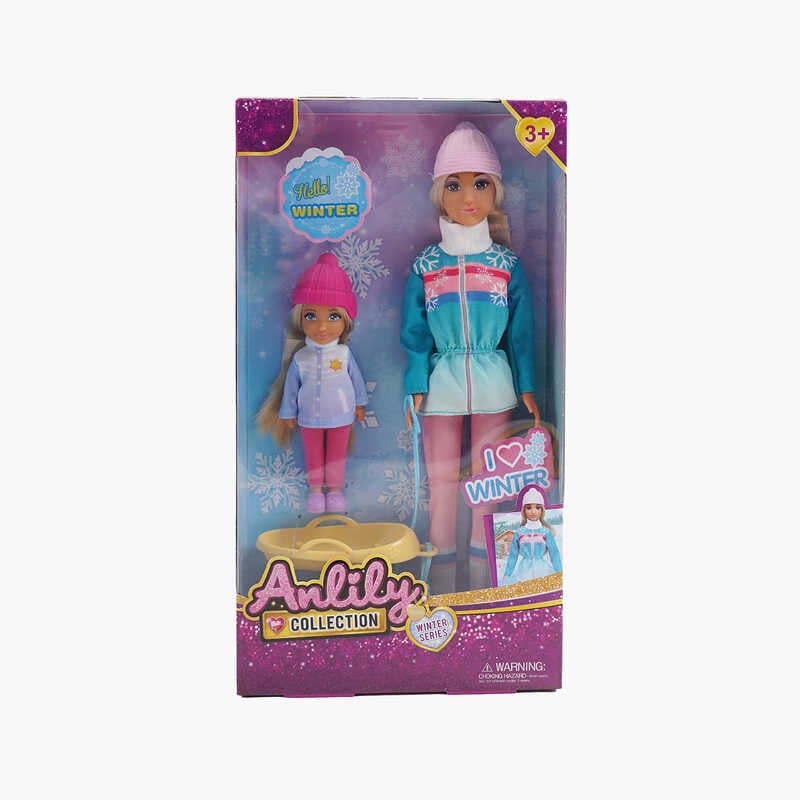 Набір ляльок 616009 (36) висота великої ляльки - 30 см, висота маленької ляльки - 13 см, санки, в коробці