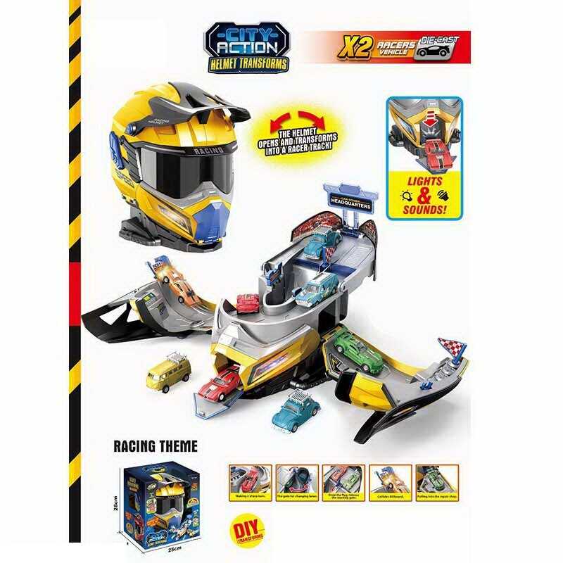 Гараж SK 637 SB (12) шолом-трансформер, світлозвукові ефекти, 2 машинки, в коробці