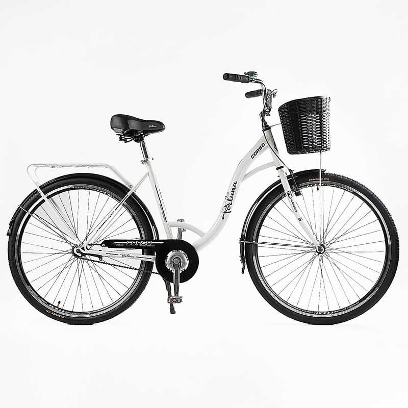 Велосипед міський Corso «FORTUNA» 28`` FR-28006 + КОШИК (1) одношвидкісний, сталева рама 20``, корзина, багажник