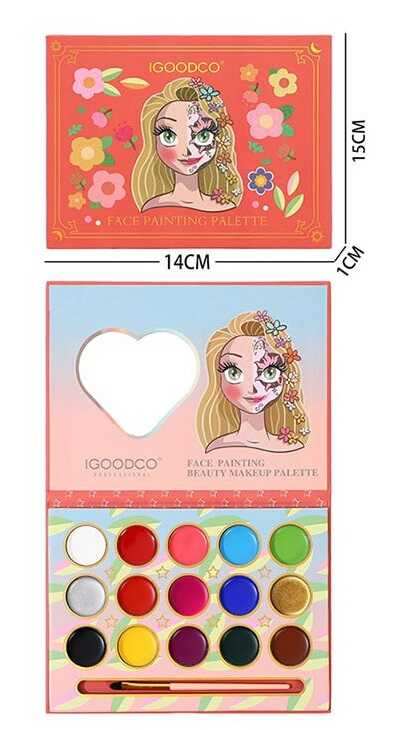 Косметика IG 3002 (192) аквагрим 15 кольорів,аплікатор, у плівці 