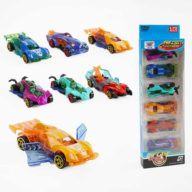 Набір машин K 101 A44 (288/2) 6 машинок, металопластиковий корпус, рухливі елементи, в коробці