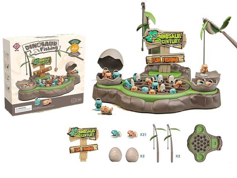 Риболовля BQ 819 B (36) звук, платформа обертається по колу, 2 вудки, 21 динозаврик, в коробці