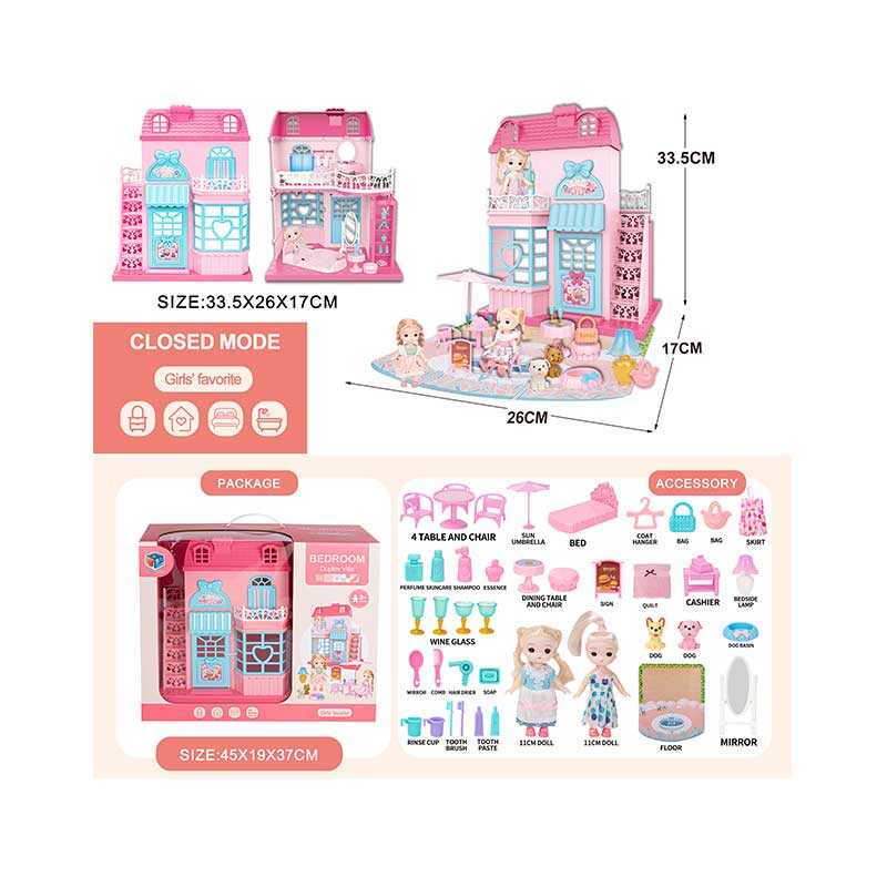 Будиночок 6688-10 (8) 2 ляльки, меблі, аксесуари, улюбленці, в коробці