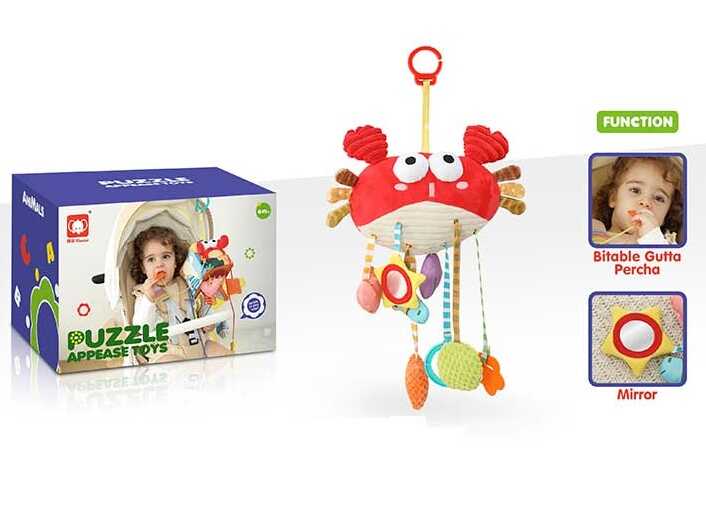 Брязкальце 20689 (36) “Краб”, мотузки для перетягування, прорізувач, шелесткі елементи, пискавка, кільце-тримач, в коробці