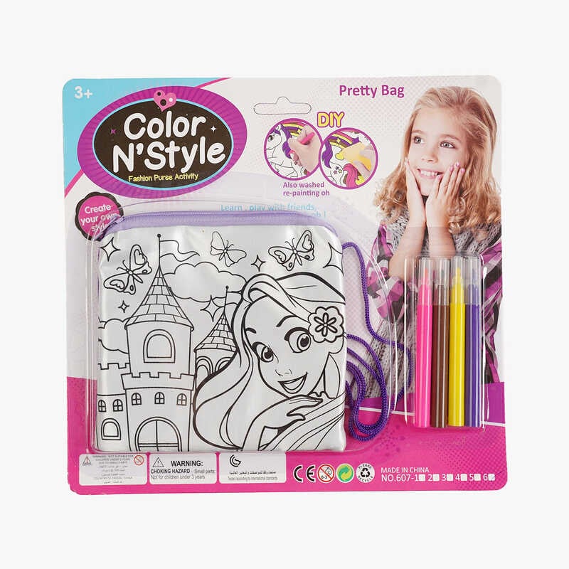 Сумка-розмальовка 607-6 (432/2) текстильна, 4 мініфломастери, застібається на блискавку, на листі 