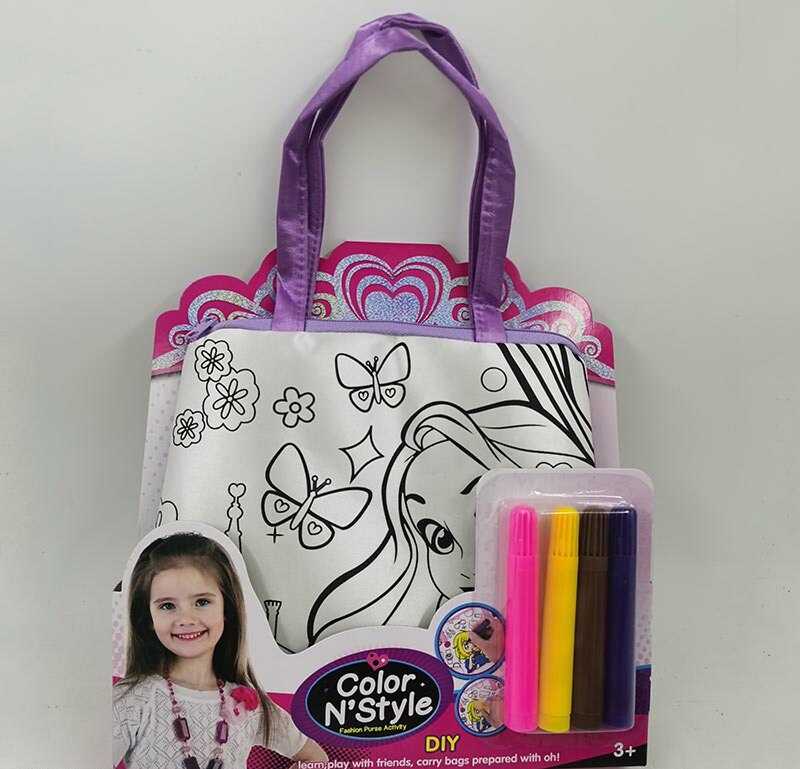 Сумка-розмальовка 613-1 (144/2) текстильна, 4 мініфломастери, застібається на блискавку, на листі