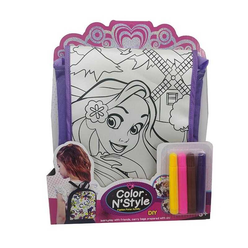 Сумка-розмальовка 614-4 (96/2) текстильна, 4 мініфломастери, застібається на блискавку, на листі 