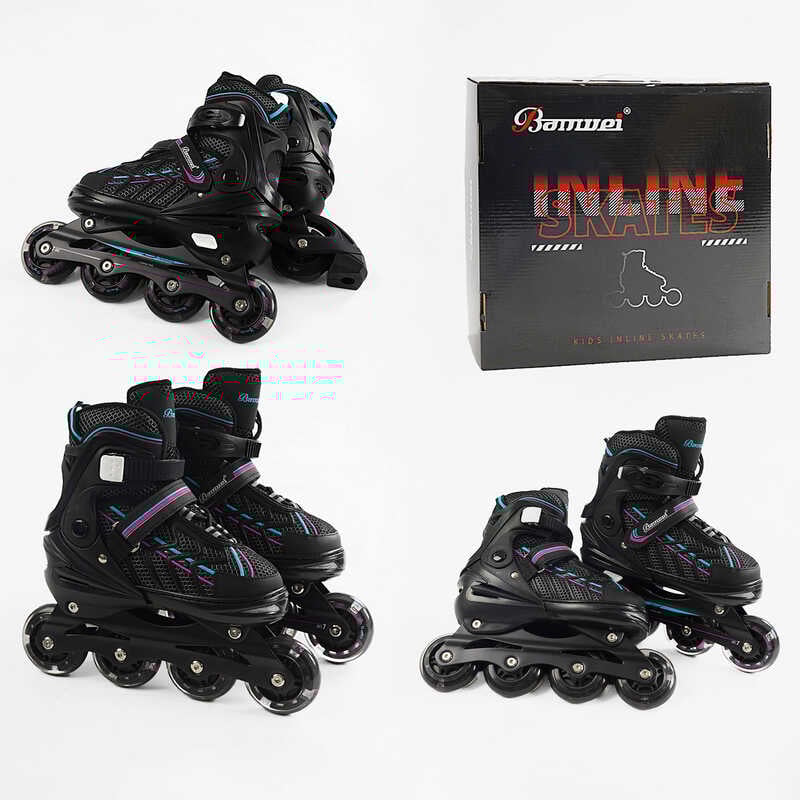 Ролики 5321-65 L розмір 39-42 (6) колеса PU, d – 7.6 см, устілка 24-27 см, алюмінієва рама, підсвічування коліс, підшипник ABEC-7, в коробці