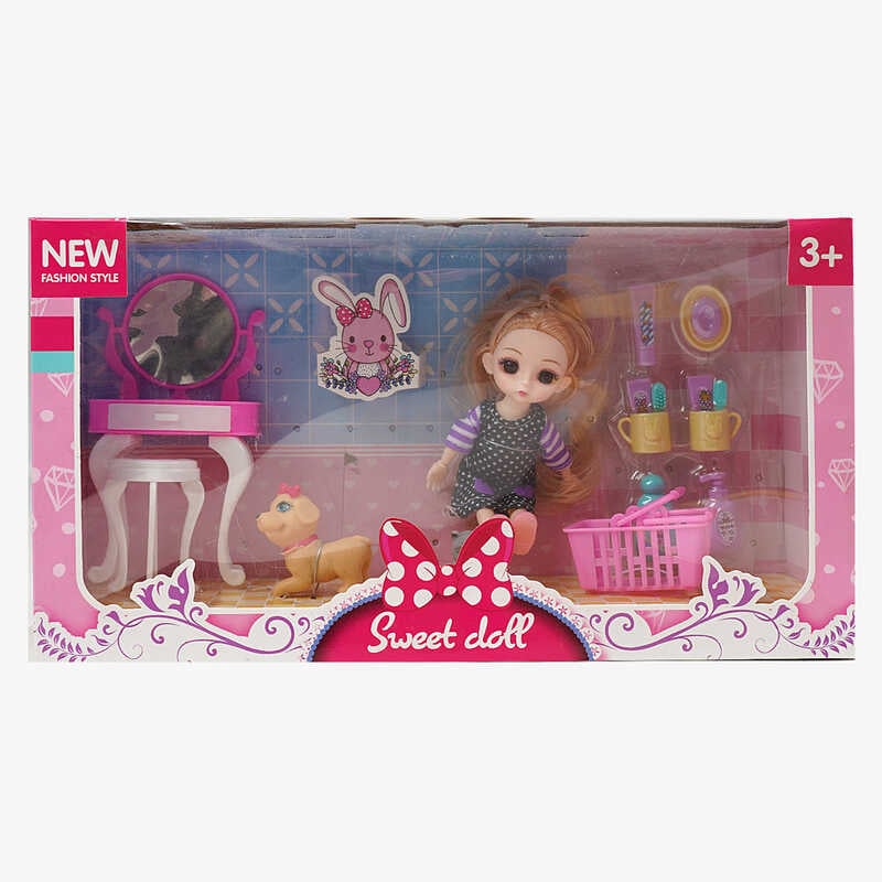 Лялька R 100-155-31 (48/2) 15 см, імітація скляних очей, шарнірні суглоби, аксесуари, в коробці