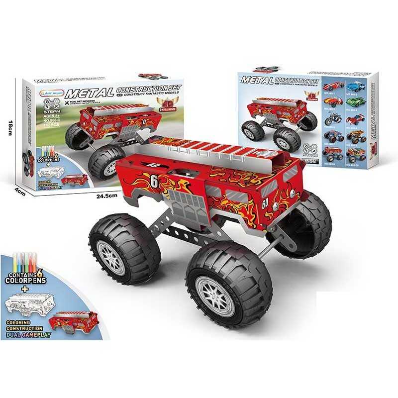 Конструктор металевий 868-9 (72/2) 113 елементів, “Автомобіль”, інструменти, змінні корпуси, фломастери, в коробці