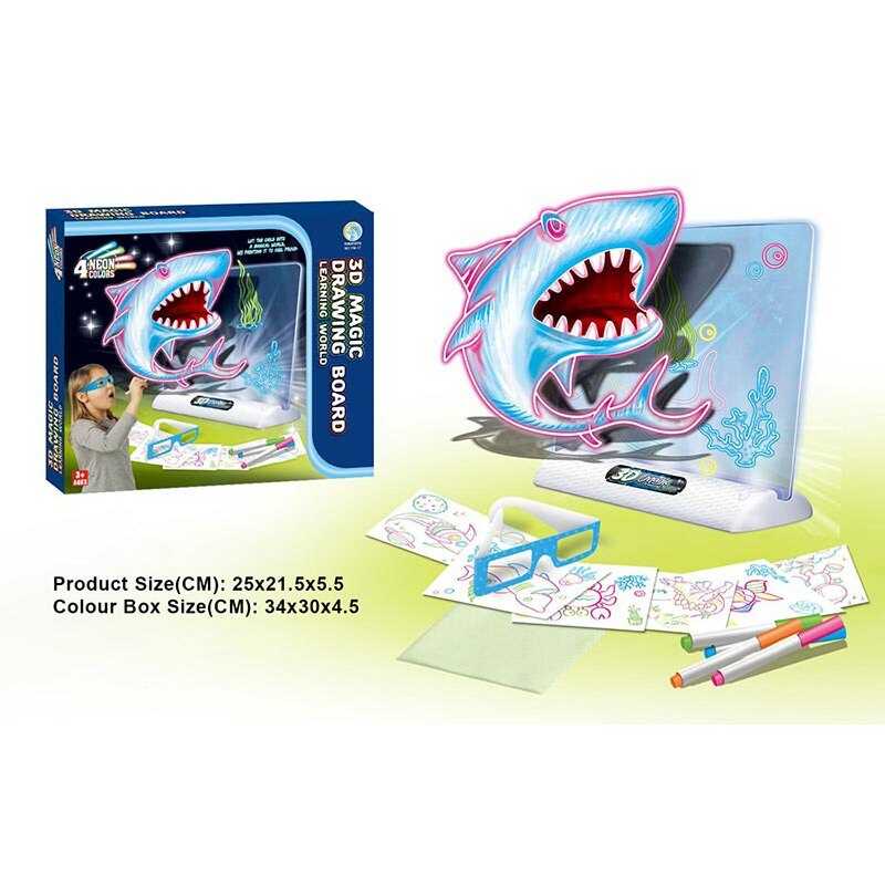 Дошка для малювання YM 17 (48/2) підсвічування, 7 трафаретів, 4 маркери, 3D окуляри, в коробці