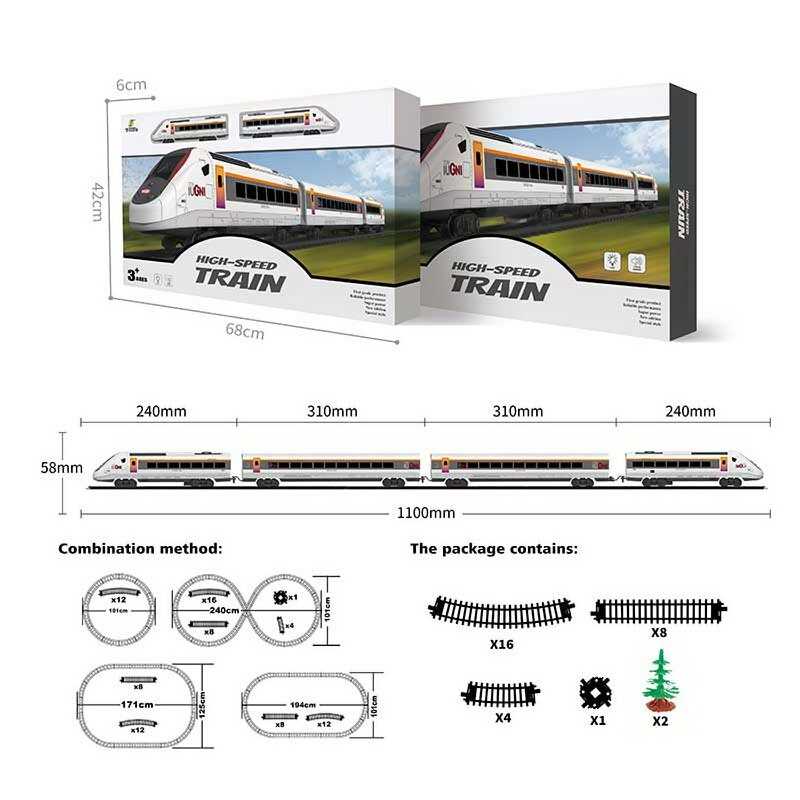 Залізниця 1623 B Штрих=62384 (8) звуки, підсвічування, 4 вагони, в коробці