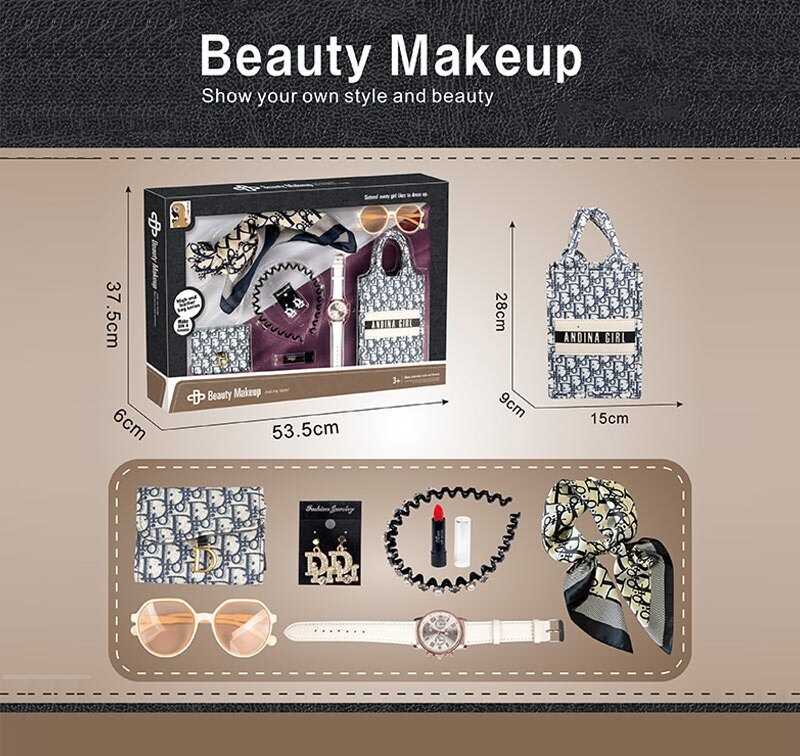 Набір косметики S 3 (24) сумка, окуляри, хустинка, гаманець, годинник, обруч для волосся, помада, сережки, в коробці
