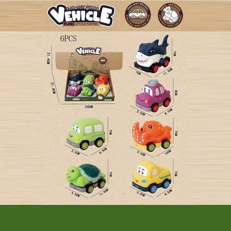 Набір машин 2685 B (24/2) ЦІНА ЗА 6 ШТУК В БЛОЦІ, вінілові, знімний корпус, інерційний механізм, прогумовані колеса, в коробці