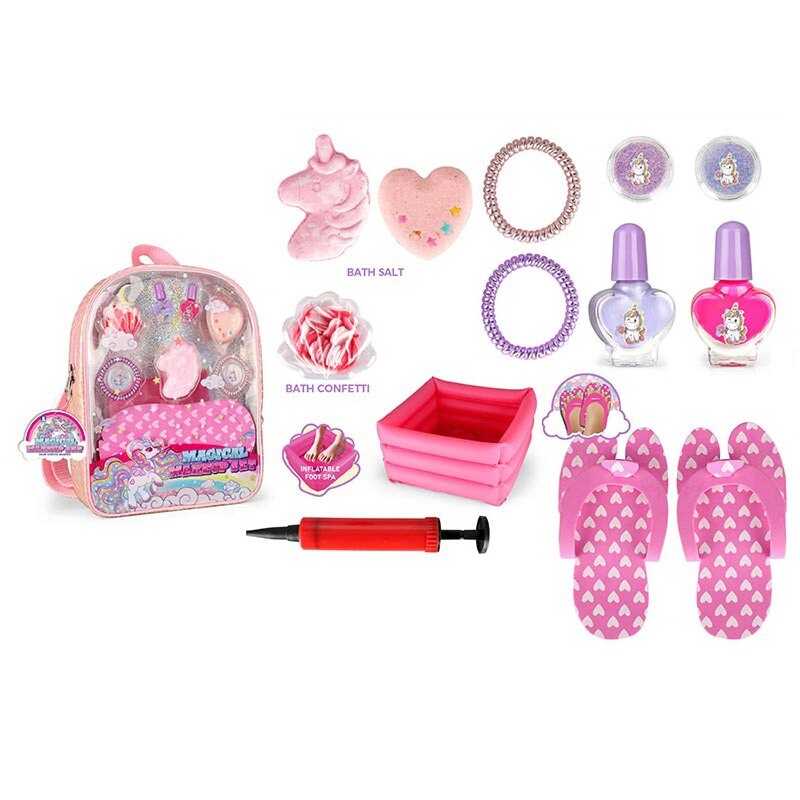 Набір для педикюру ZR 31 D (48/2) тапочки, лаки для нігтів, бомбочки для ванни, блискітки, резинки для волосся, у сумці