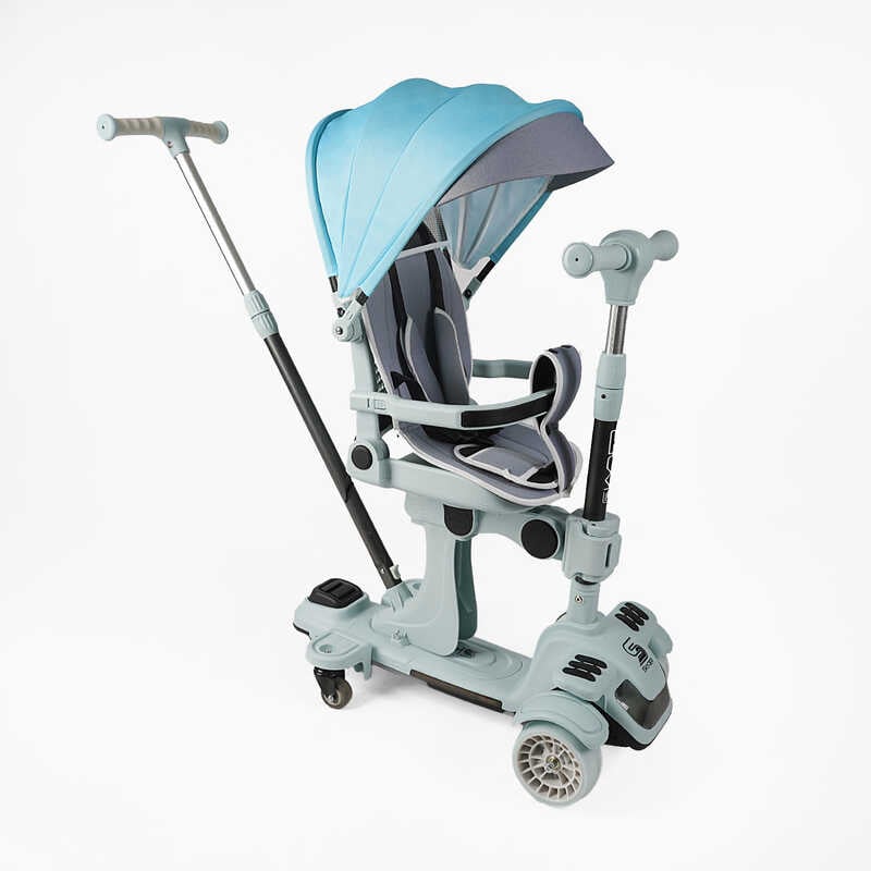 Самокат 5в1 "Skyper" BL-61020 (4) колеса PU125х40мм зі світлом, з капюшоном, поворотне сидіння, з ДОП. КОЛЕСАМИ, захисний бампер, в коробці