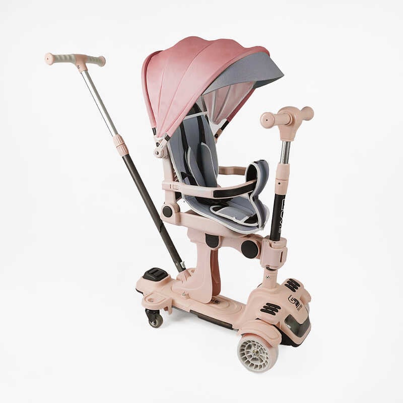 Самокат 5в1 "Skyper" BL-72440 (4) колеса PU125х40 мм зі світлом, з капюшоном, поворотне сидіння, з ДОП. КОЛЕСАМИ, захисний бампер, в коробці