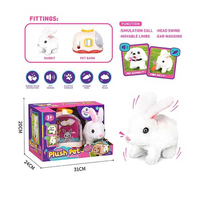 Улюбленець LK 002 A (24/2) “Кролик”, на батарейках, звук, рух лапками, головою і хвостиком, переноска, в коробці