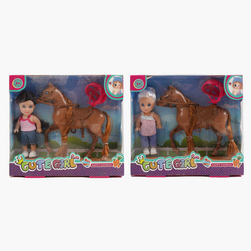 Лялька GN 686-8 (128/2) 2 види, висота: 11,5см, кінь, аксесуари, в коробці