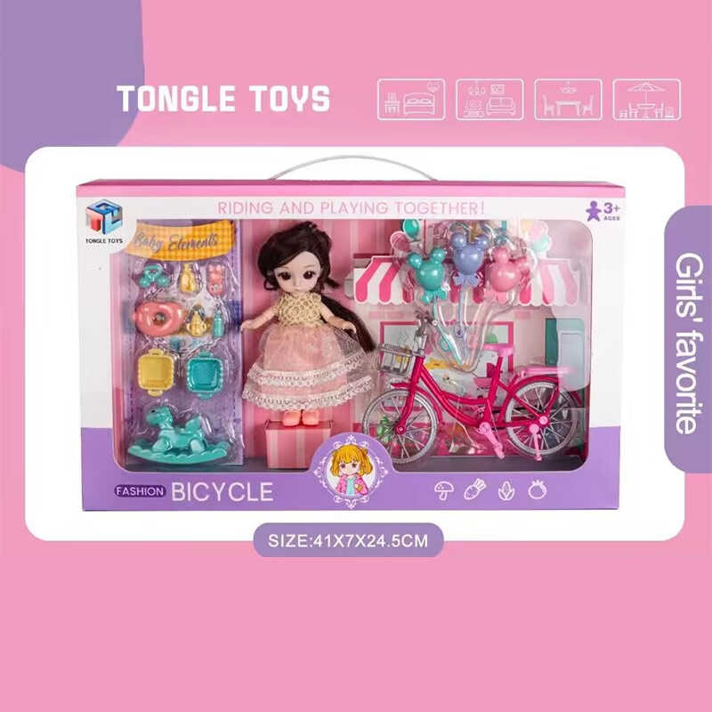 Лялька 6688-16 (30) 15 см, імітація скляних очей, шарнірні суглоби, аксесуари, велосипед, в коробці