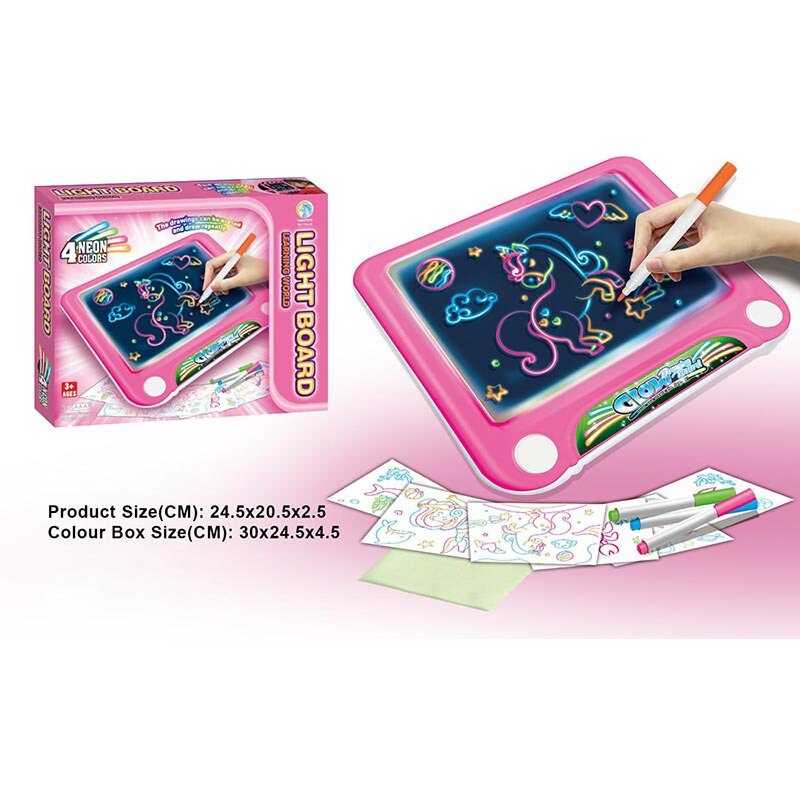 Дошка для малювання YM 28 (72/3) підсвічування, 4 маркери, 6 трафаретів, в коробці