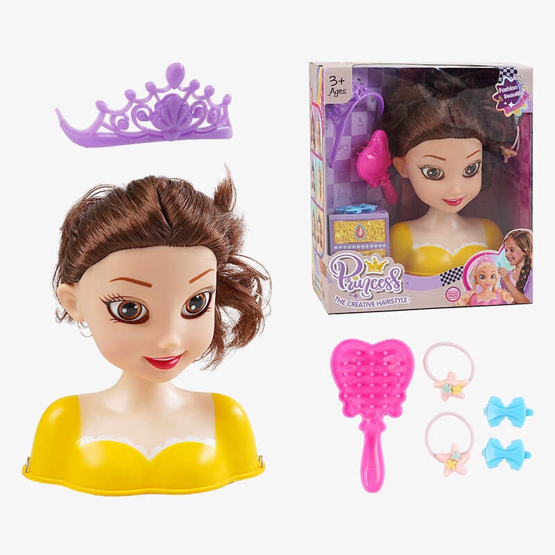 Манекен для зачісок LK 1714 (96/2) гребінець, аксесуари, корона, в коробці 