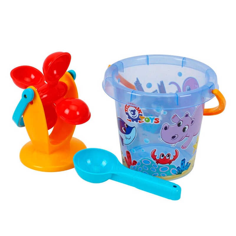 гр Набір для гри з піском 0105 (12) "Technok Toys", відерце, млин, ложечка, в сітці