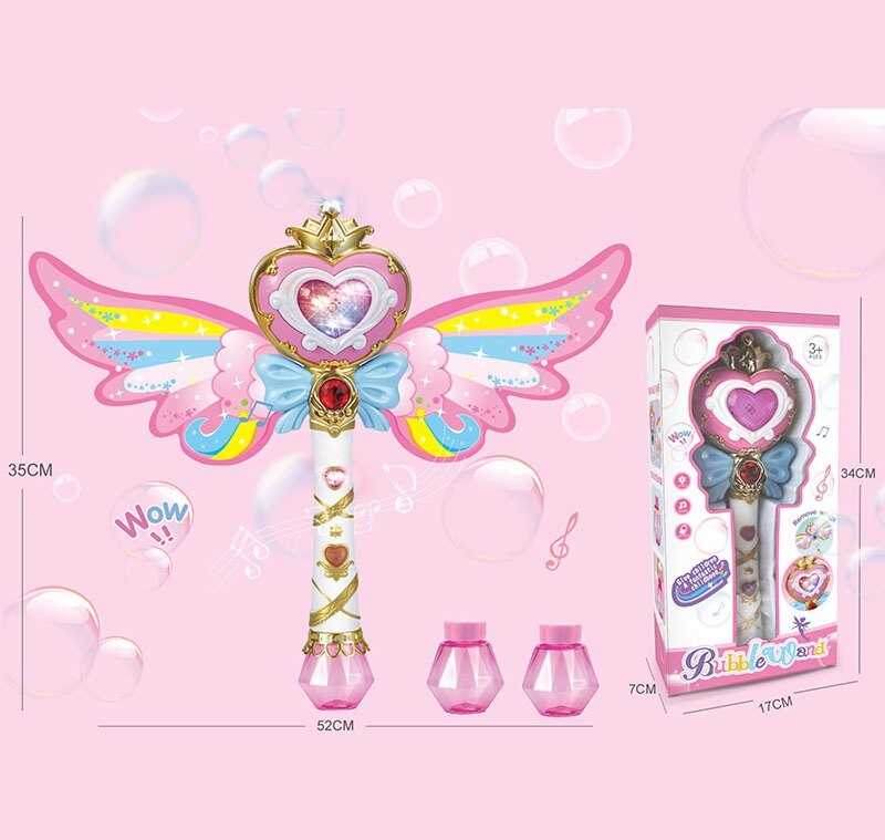 Установка з мильними бульбашками 9900 (48/2) музика, на батарейках, крила, підсвічування, 2 пляшечки з мильним розчином, автоматичний принцип, в коробці