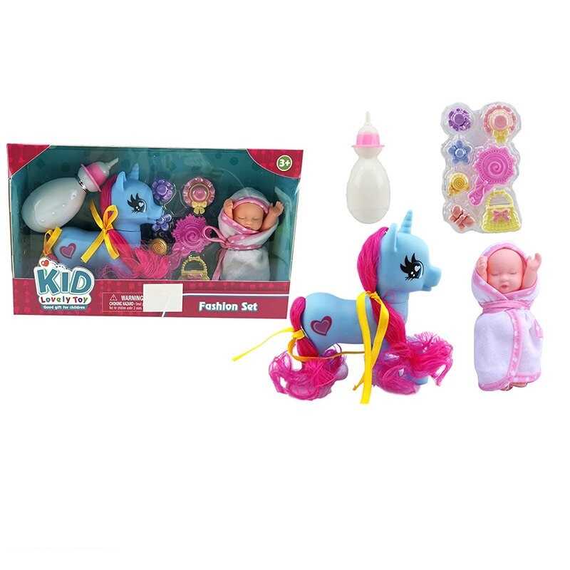 Поні SM 338 F14 (96/2) пупс, рухливі елементи, пляшечка, аксесуари, гребінець, в коробці