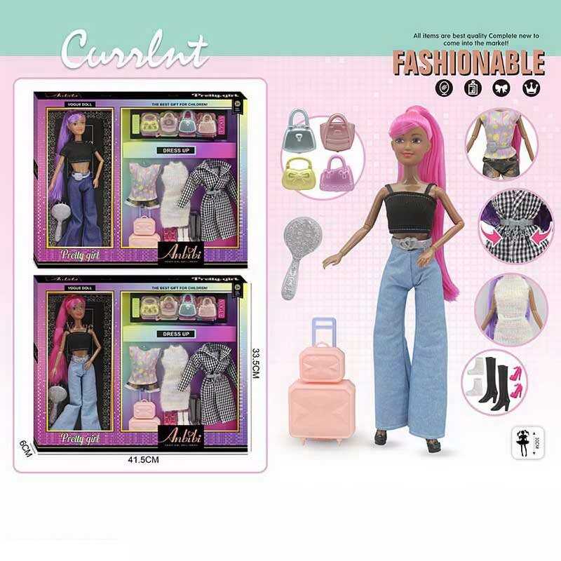 Лялька WX 278-2 (36/2) 2 види, 30 см, аксесуари, валізка, шарнірні суглоби, знімний одяг, гребінець, прошите волосся, в коробці