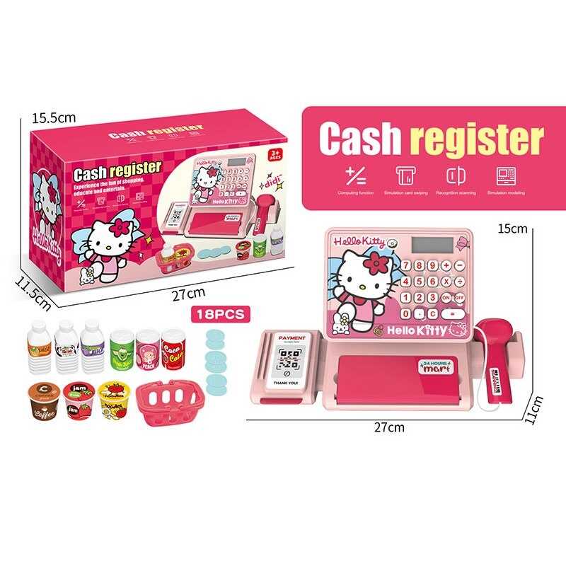 Касовий апарат QY 0087-12 (54/2) 18 предметів, муляж грошей, звук, підсвічування, банківська картка, кошик, в коробці