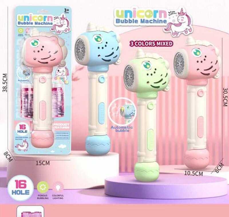 Установка з мильними бульбашками 327-1 (60/2) 3 кольори, підсвічування, автоматичний принцип, висота 29см, 16 отворів, 2 пляшечки з мильним розчином, на листі, ВИДАЄТЬСЯ ТІЛЬКИ МІКС ВИДІВ