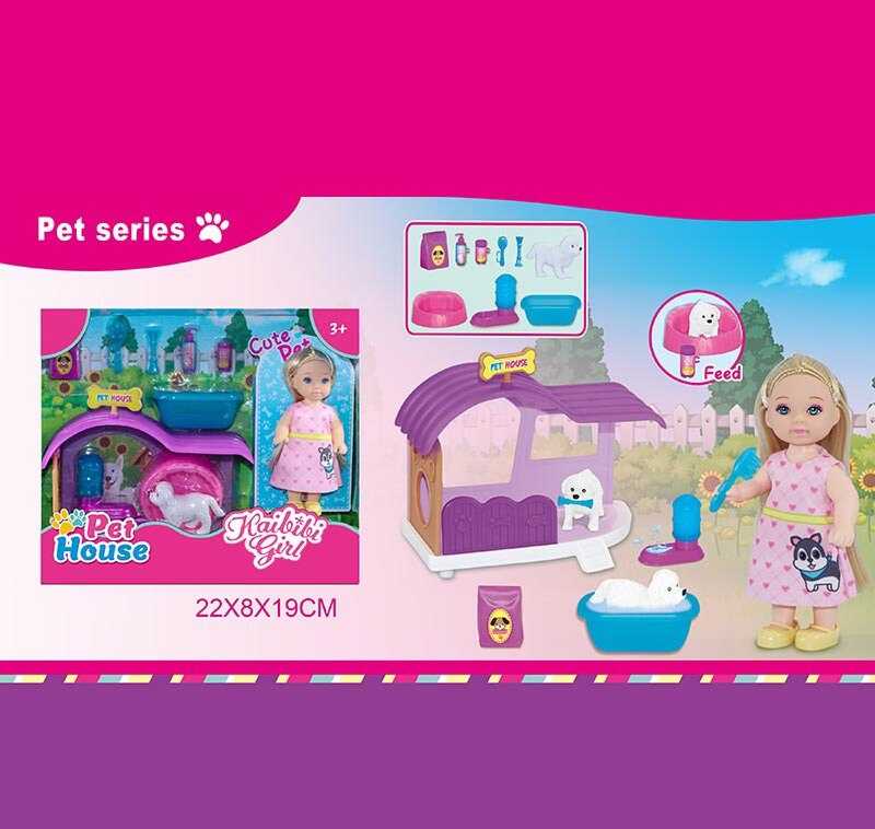Лялька WG 617 (72/2) 12 см, улюбленець, аксесуари, будиночок для улюбленця, в коробці