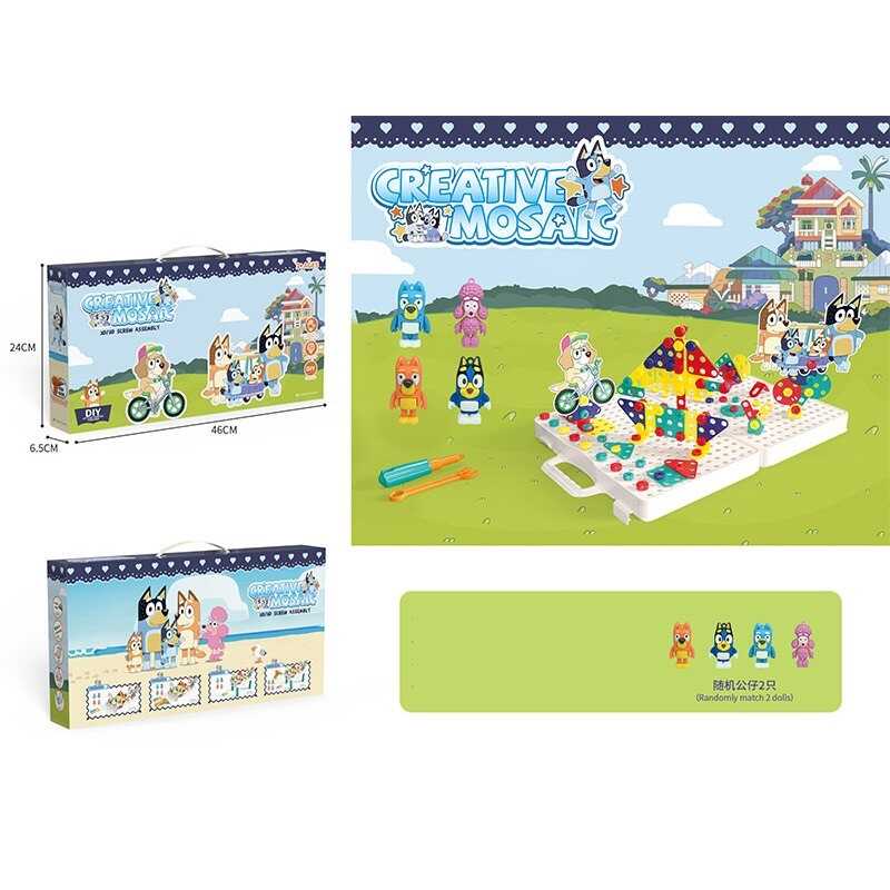 Мозаїка 336-9 (36/2) інструменти, 2 гумові фігурки, валіза з отворами, шурупи, викрутка, болтики, в коробці