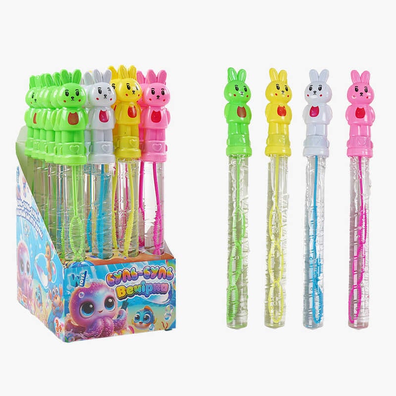 Мильні бульбашки TC 60322 (12) "WToys", ЦІНА ЗА 24 ШТУКИ В БЛОЦІ, "Зайчик", висота 25см, в коробці