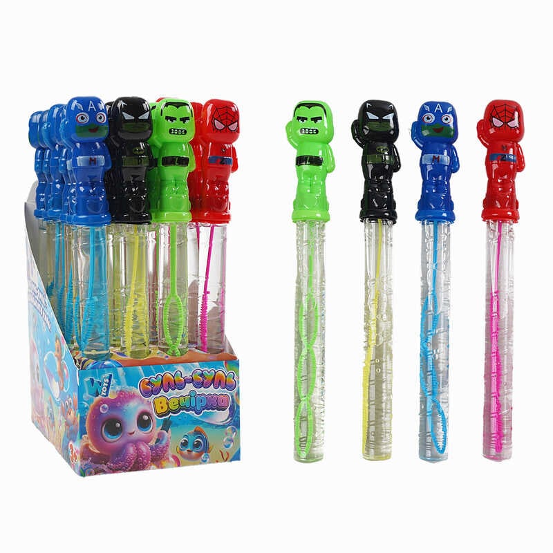 Мильні бульбашки TC 75935 (12) "WToys", ЦІНА ЗА 24 ШТУКИ В БЛОЦІ, "Герой", висота 25см, в коробці