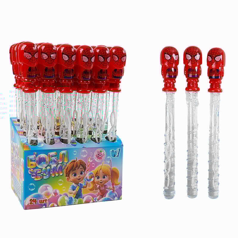 Мильні бульбашки LK 33602 (6) "WToys", ЦІНА ЗА 24 ШТУКИ В БЛОЦІ, "Герой", висота 36см, в коробці