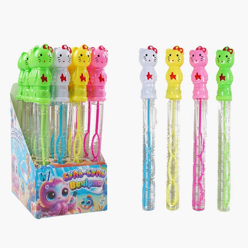 Мильні бульбашки TC 54010 (12) "WToys", ЦІНА ЗА 24 ШТУКИ В БЛОЦІ, "Кішечка", висота 25см, в коробці