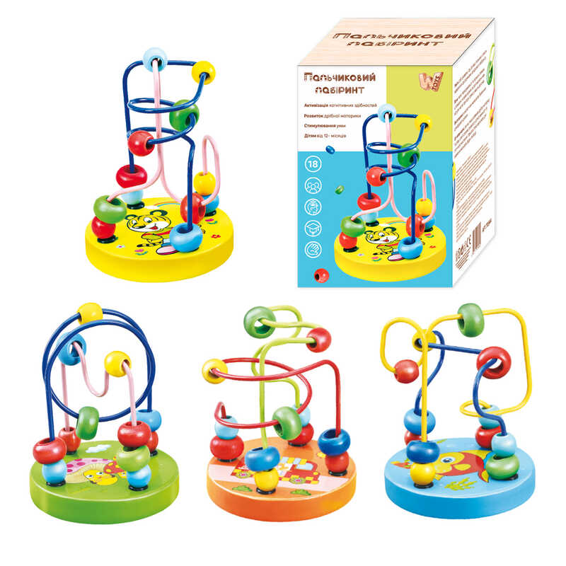 Пальчиковий лабіринт 70544 (20) "WToys", дерев'яний, 4 види, в коробці, ВИДАЄТЬСЯ ТІЛЬКИ МІКС ВИДІВ