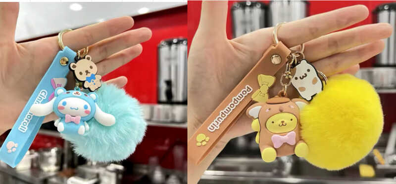 Брелок C 70836 (50) ЦІНА ЗА 12 ШТУК В УПАКОВЦІ, герой, середня висота - 4,5 см, металева фурнітура, ремінець, хутряна кулька, у пакеті