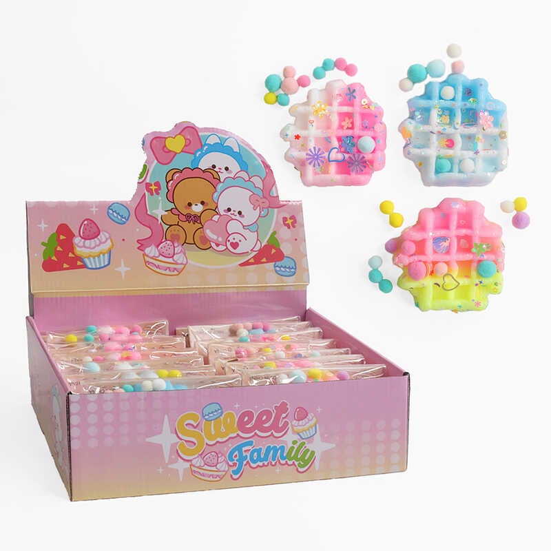 Гра антистрес C 71215 (24) ЦІНА ЗА 14 ШТУК В БЛОЦІ, “Вафля”, блискітки, м’які кульки, в коробці