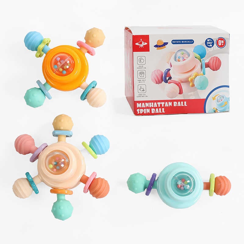 Брязкальце-спінер 6246 E (200/2) 3 брязкальця, гумові прорізувачі, присоски, в коробці