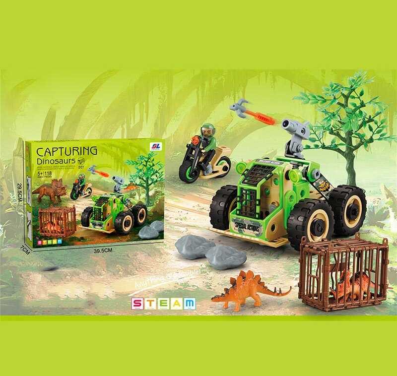 Конструктор J 6614 (24/2) 118 деталей, інструменти, ігрові фігурки, гумові шини, в коробці